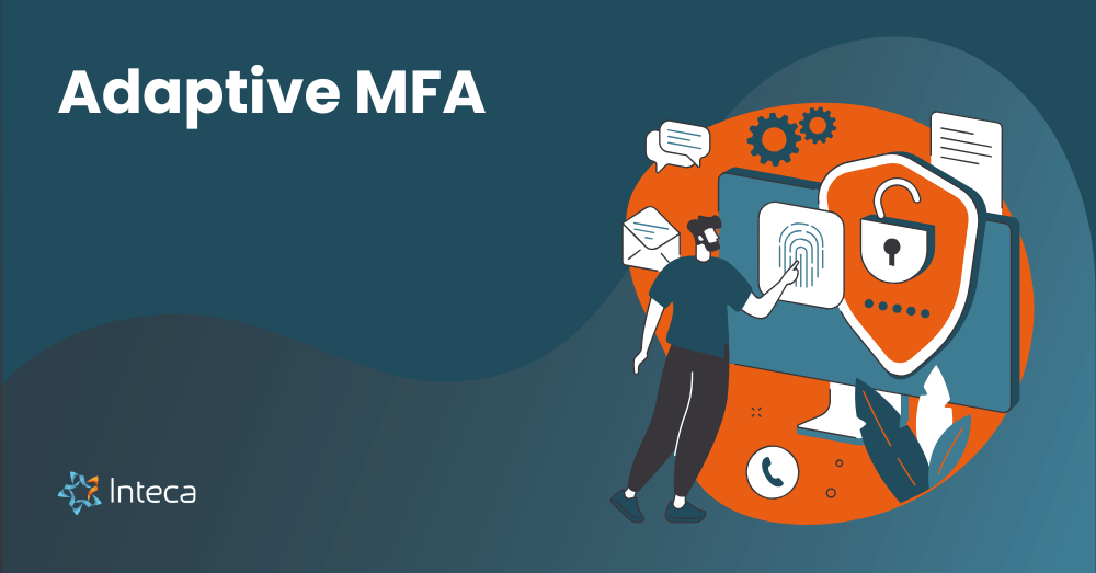 Illustration of adaptive MFA with fingerprint and security icons on a screen