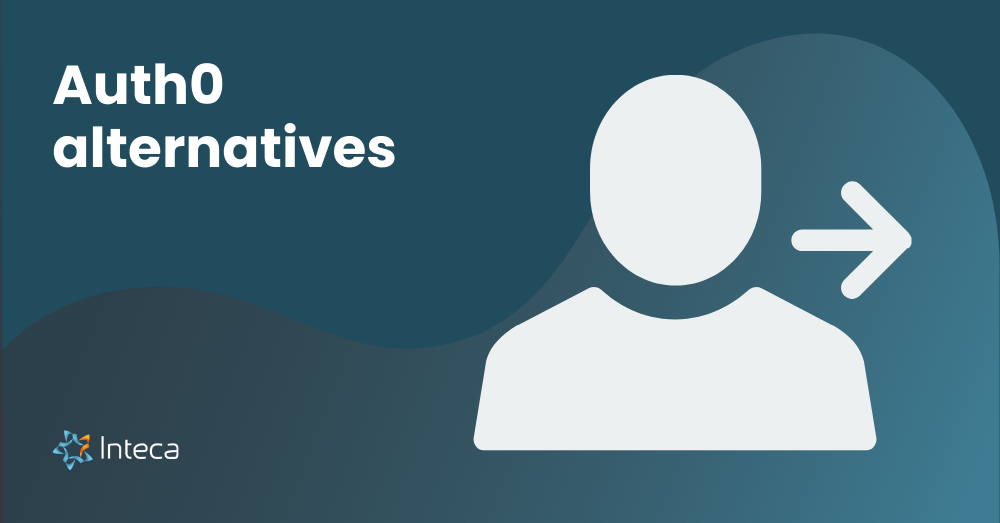 Graphic featuring text 'Auth0 alternatives' with user icon and Inteca branding