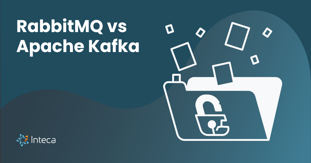 RabbitMQ vs Apache Kafka comparison header with data folder illustration