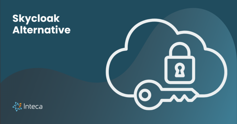 Skycloak alternative visual with lock and key icon and Inteca branding