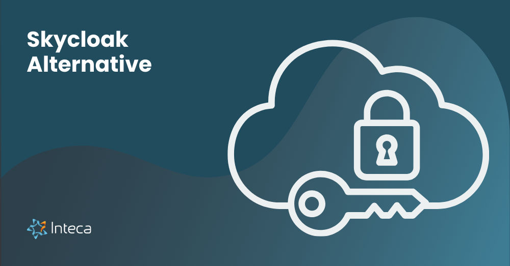 Skycloak alternative visual with lock and key icon and Inteca branding